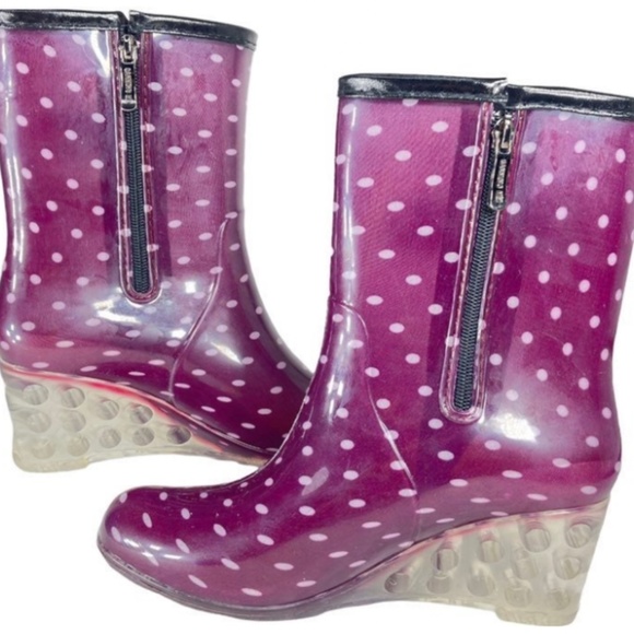 Sanming Mei size 38 (7) Womens Wedge Rain Boots - Picture 3 of 12